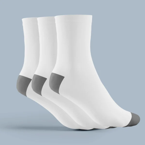 Men's Egyptian Cotton Half-Cushion Socks – pack of 3 in white with gray heel & toe