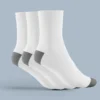 Men's Egyptian Cotton Half-Cushion Socks – pack of 3 in white with gray heel & toe