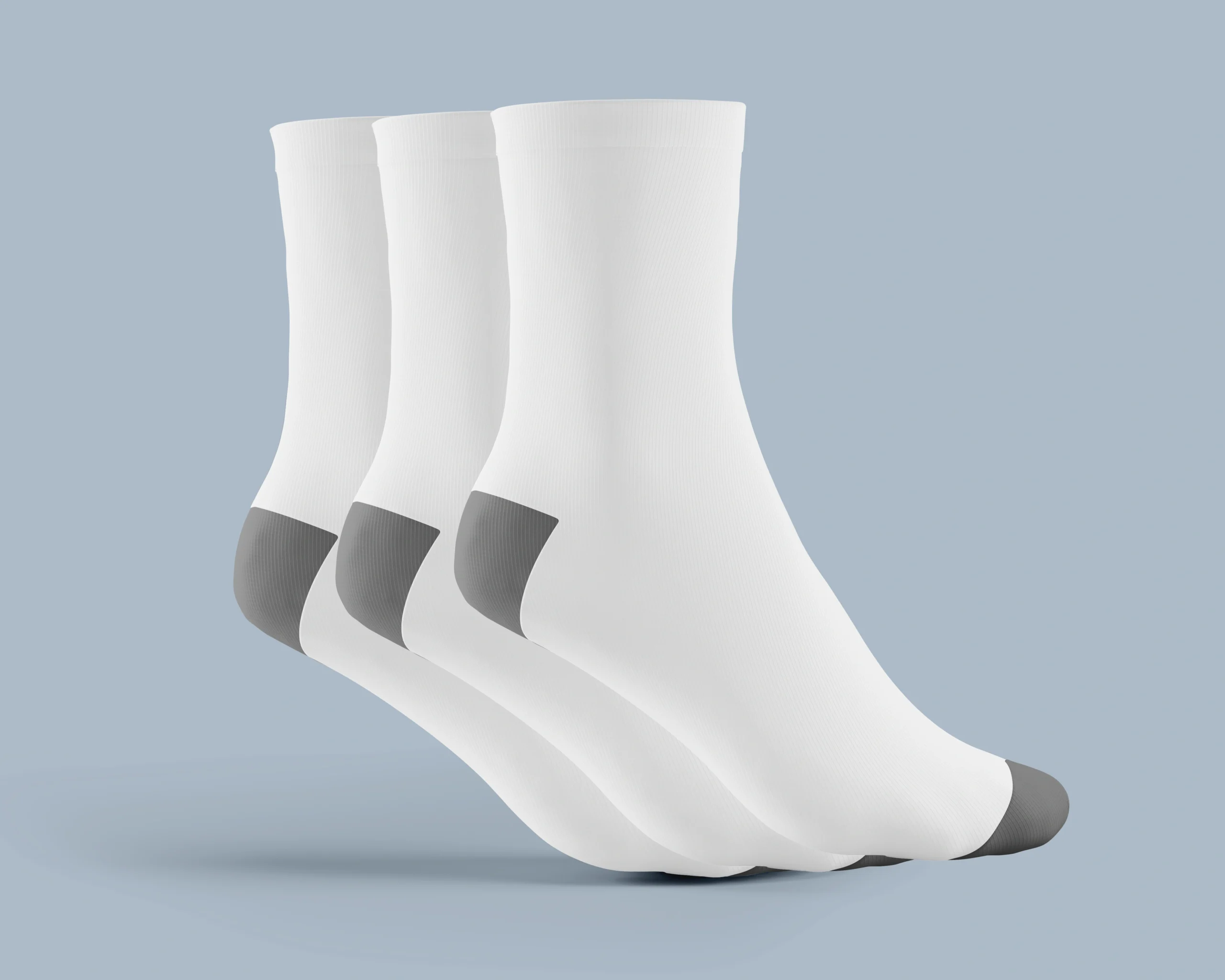 Men's Egyptian Cotton Half-Cushion Socks – pack of 3 in white with gray heel & toe
