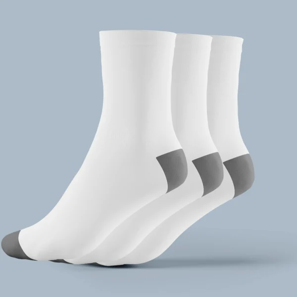 Men's Egyptian Cotton Half-Cushion Socks – pack of 3 in white with gray heel & toe