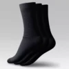 Three pairs of men's classic socks in black – breathable Egyptian cotton crew socks by Stitch
