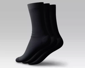 Three pairs of men's classic socks in black – breathable Egyptian cotton crew socks by Stitch