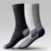 Three pairs of men's long half cushioned socks – 3-pack with light padding in black, white, and gray tones, made from Egyptian cotton by Stitch