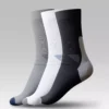 Men's Long Half Cushioned Socks 3-pack – Egyptian cotton crew socks in neutral gray, white, and navy tones