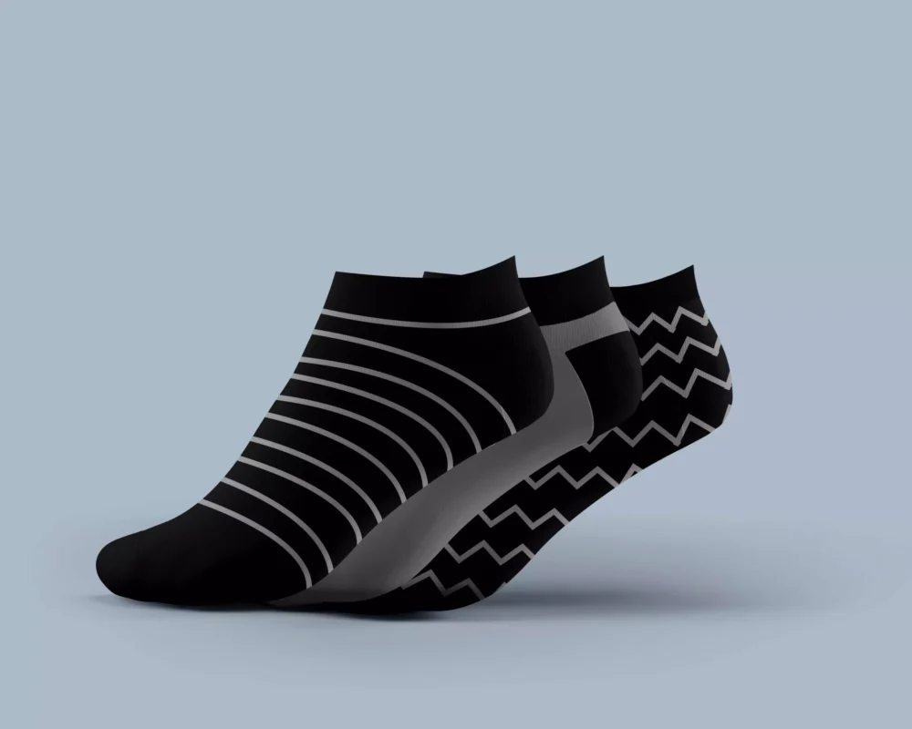 Men's Low Light Weight Socks – black and grey 3-pack with breathable Egyptian cotton Lightweight patterned socks for men – striped and chevron styles in low cut fit Black low cut socks with grey accents – cushioned heel, reinforced toe, and flat seams Egyptian cotton socks for men – moisture-wicking, stretch-fit, and stylish everyday wear